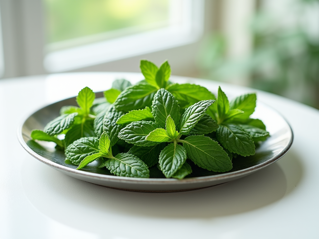 Fresh green mint leaves